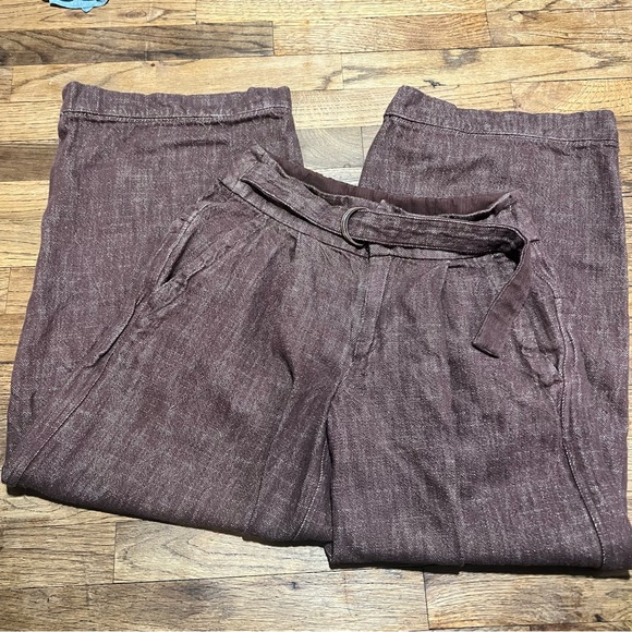 Free People Ainsley Belted Trouser Brown Size 6 - Picture 2 of 6